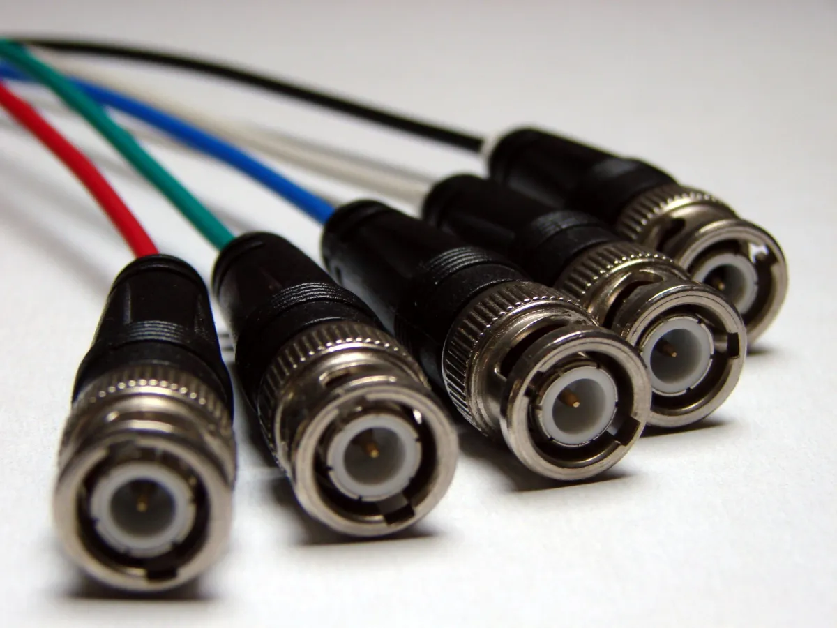 Axcesor BNC connector assemblies with blue overmolded grips